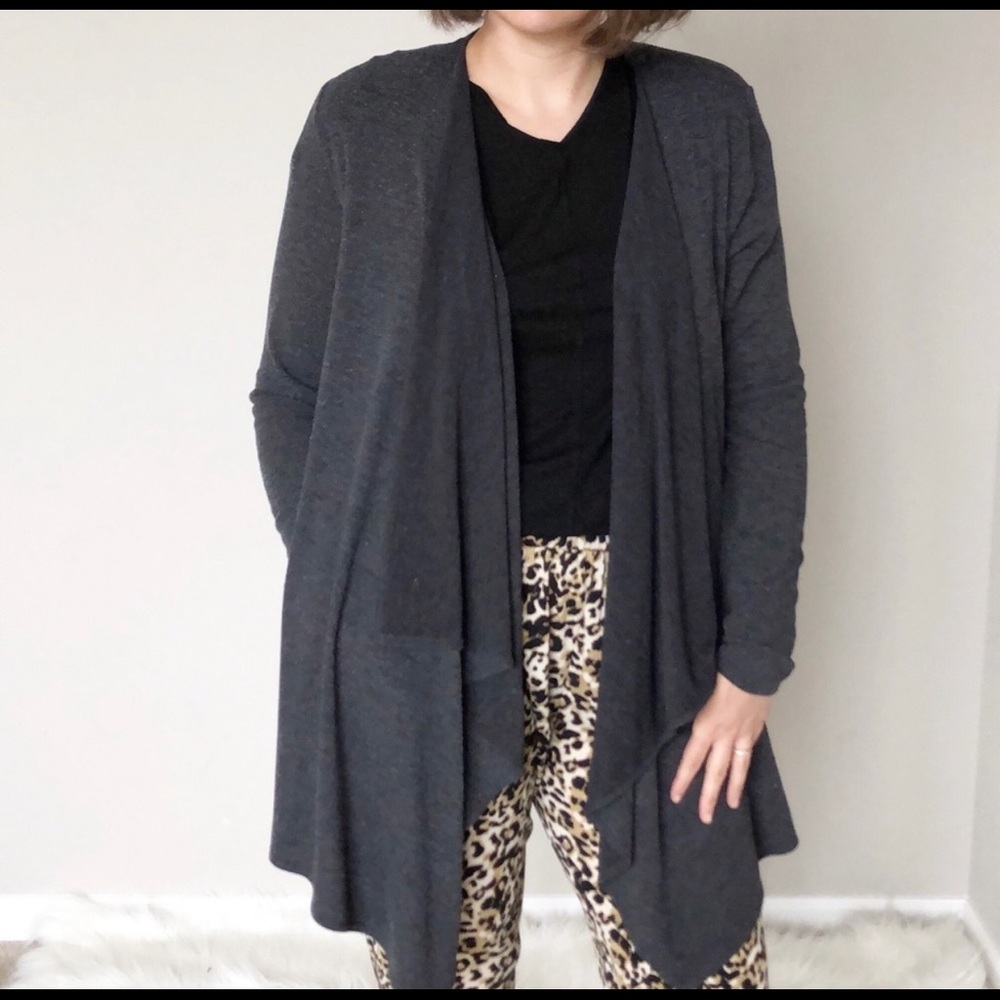 Chaser Open Front Charcoal Women’s Cardigan size L